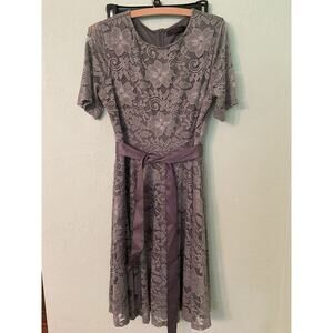 NEW Lace Chiffon Wedding Formal Cocktail Midi Dress Large